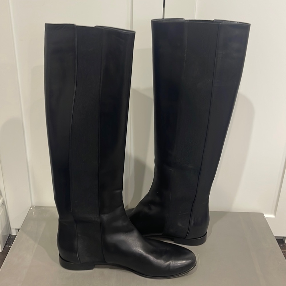 Jimmy Choo Black Leather Tall Riding Boots